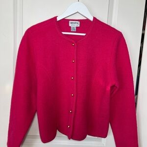 Women's Pink Boiled Wool Cardigan Jacket Sweater Size Medium